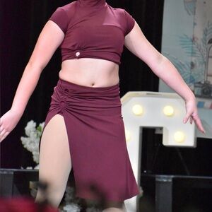 Weissman Red Asymmetrical Wrap Midi Matching Set